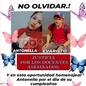 Este jueves 11 recordarán a los docentes asesinados, Antonella Altamirano y Evaristo Saux 9